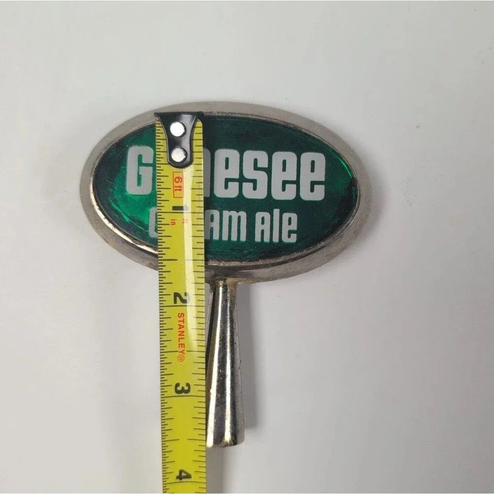 Vintage Genesee Cream Ale Metal Beer Tap Handle Knob Green 3.5”